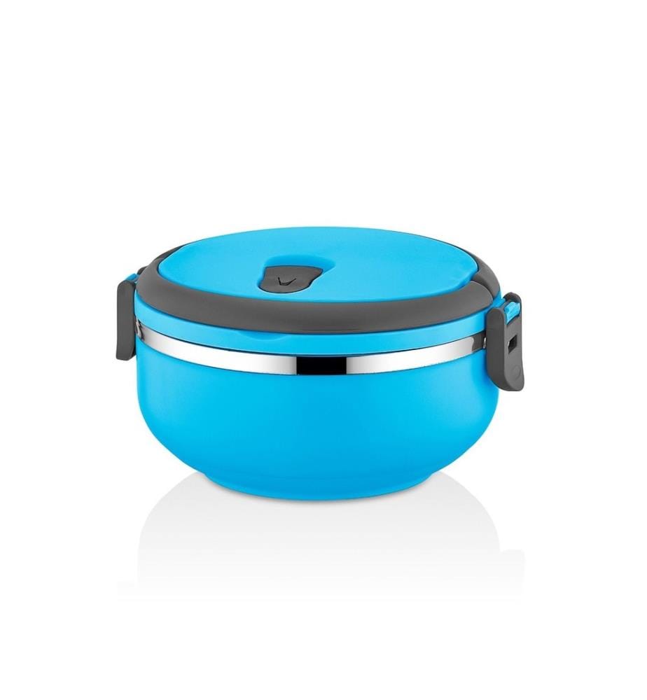 Lunch Box, bleu, acier inoxydable, corps en plastique