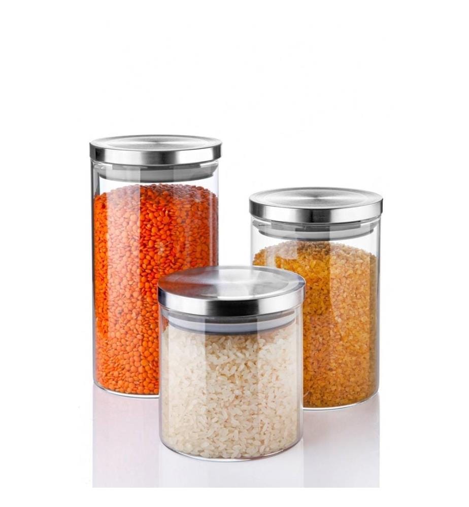 Boîte de rangement, 3 pièces, transparente, 100% Borasilicate , Set de rangement en verre