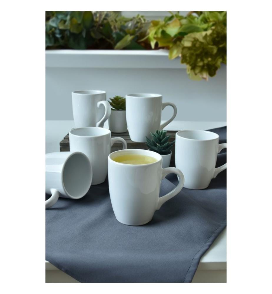 Set de mugs, 6 pièces, blanc, 100% céramique, antibactérien