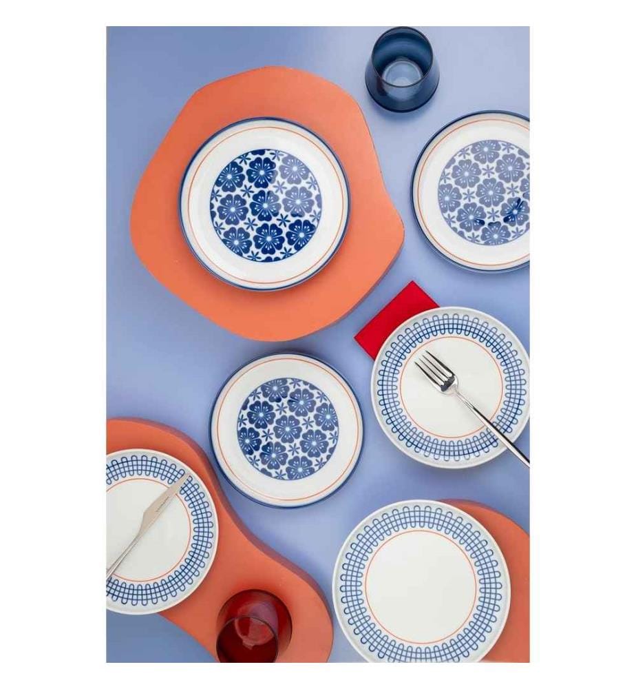 Service à gâteaux, 6 pièces, multicolore, 100% porcelaine