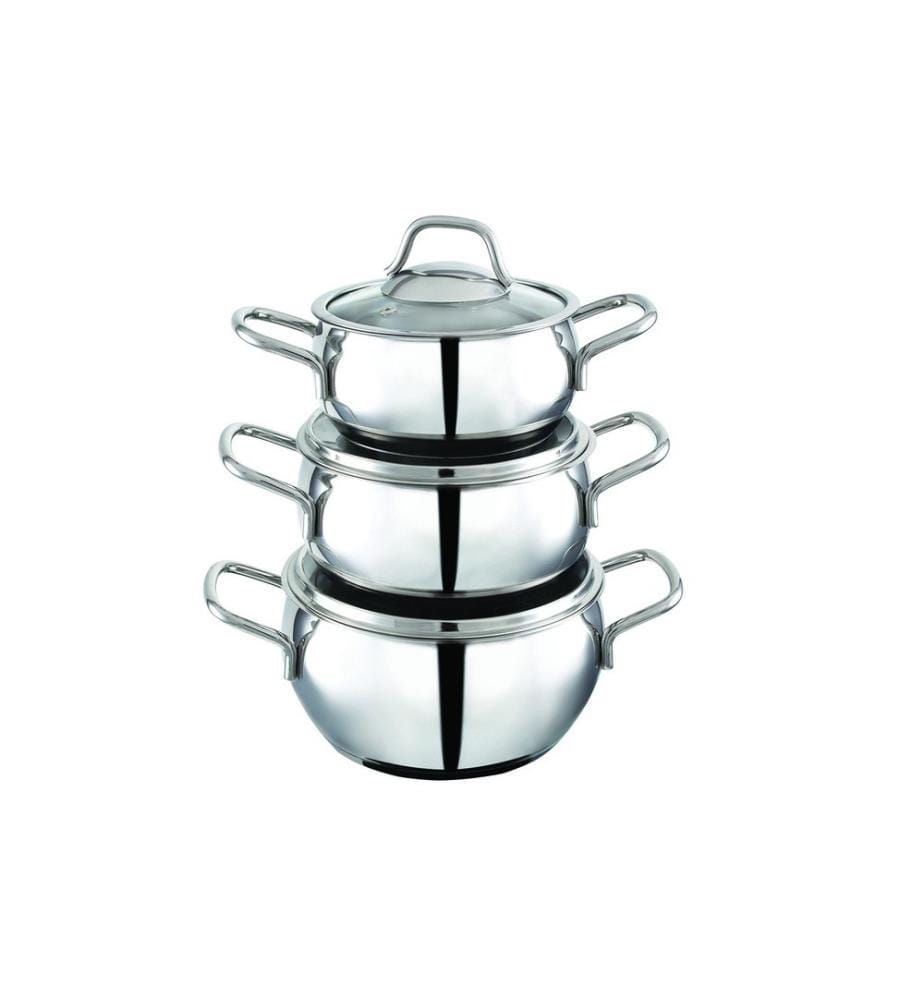 Set de casseroles, 3 pièces, argent, 78% acier inoxydable - chrome - nickel