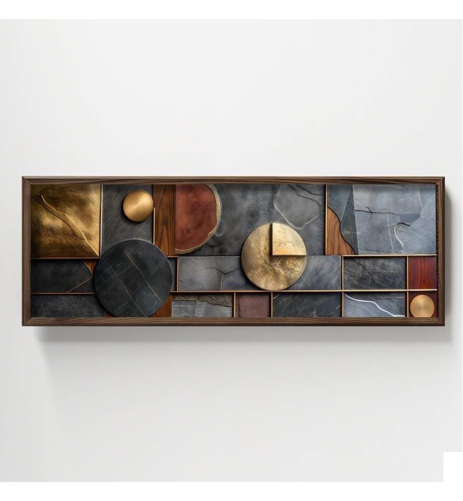 Peinture décorative encadrée en MDF, Multicolore, 100% MDF, Cadre en bois d'épicéa