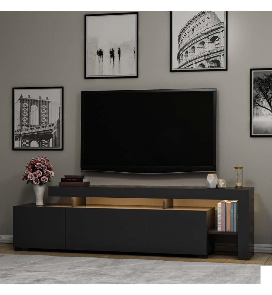 Meuble TV, Anthracite, panneau de particules mélaminé