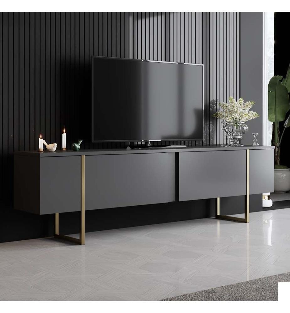 Meuble TV, Anthracite Gold, panneau de particules mélaminé