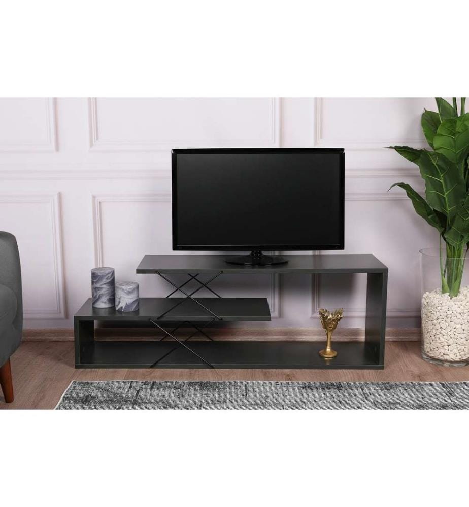 Meuble TV, Anthracite, panneau de particules mélaminé