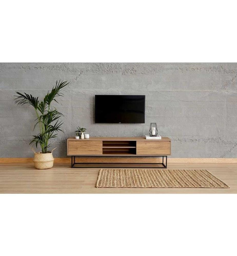 Meuble TV, Noyer Noir, Panneau de particules mélaminé