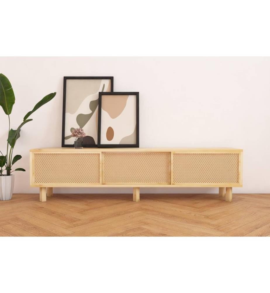 Meuble TV, Naturel, Bois naturel