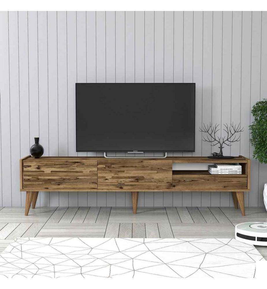 Meuble TV, noyer, panneau de particules mélaminé