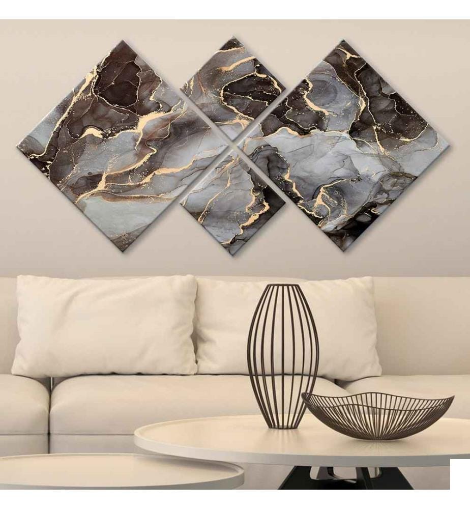 Peinture décorative MDF, 4 pièces, Multicolore, MDF, Impression Uv