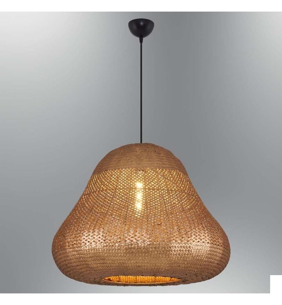 Lustre, rose, corps en plastique - chapeau en rotin