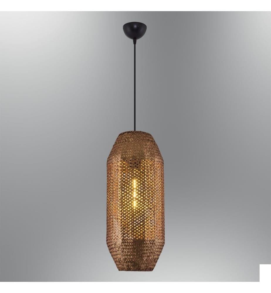 Lustre, rose, corps en plastique - chapeau en rotin