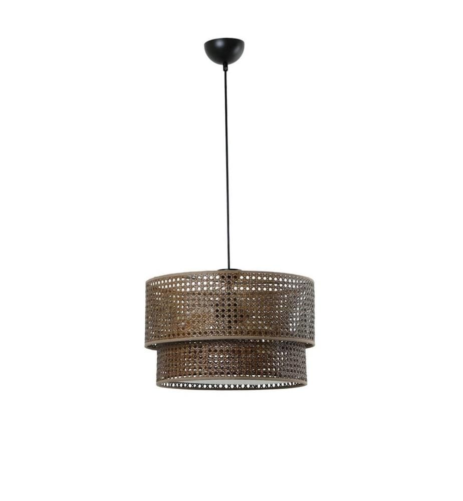 Lustre, bronze, corps en rotin