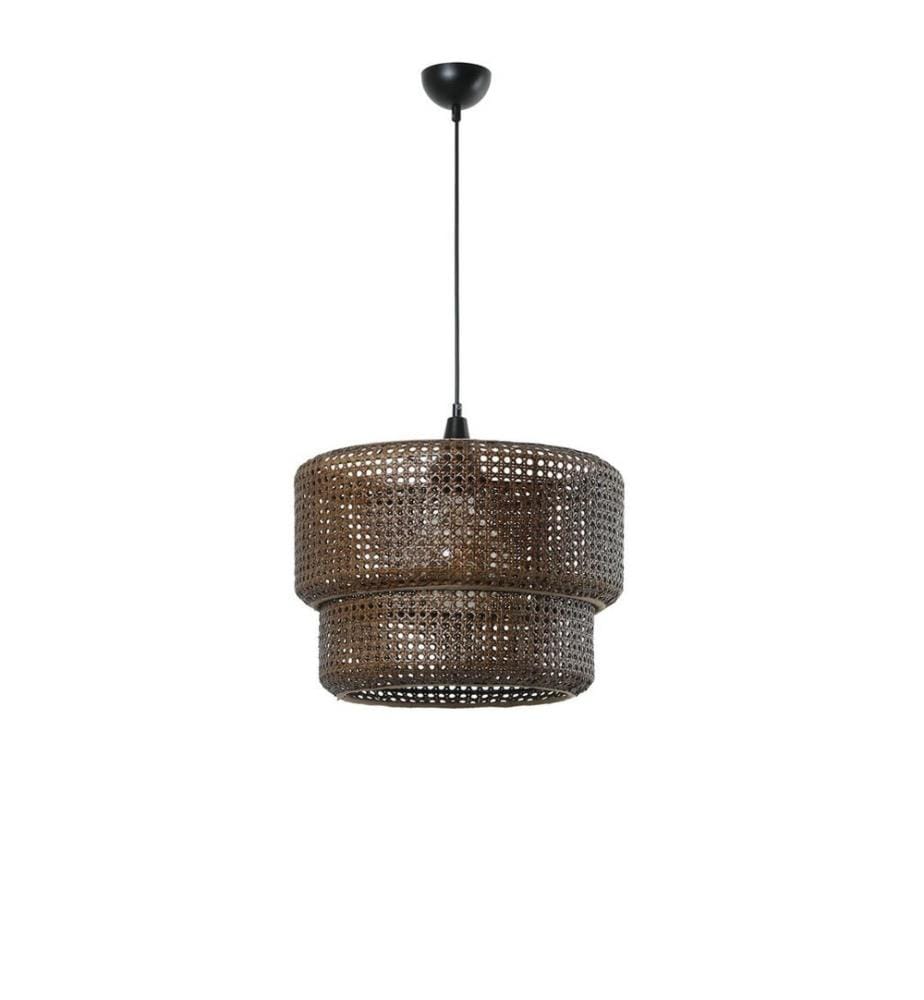 Lustre, bronze, corps en rotin
