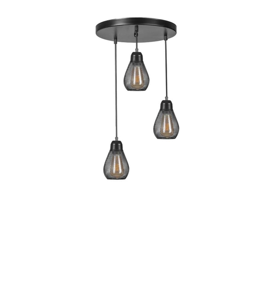 Lustre, Noir, Corps en métal, Capuchon en métal