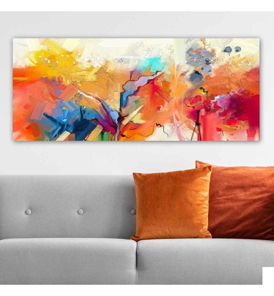 Peinture décorative sur toile, multicolore, toile, cadre en bois