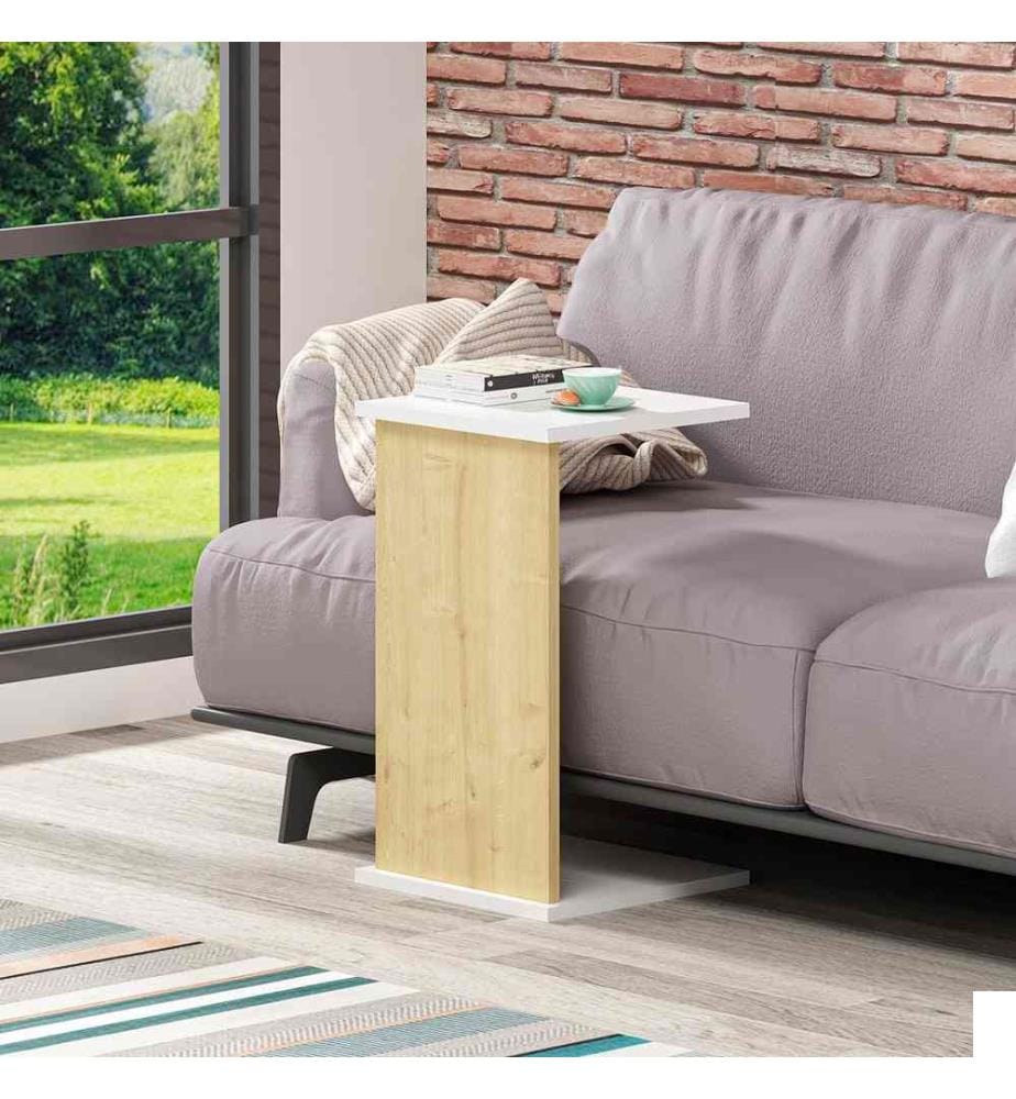 Table d'appoint, blanc saphir, panneau de particules mélaminé