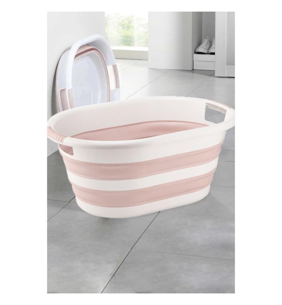 Panier à linge, rose, plastique