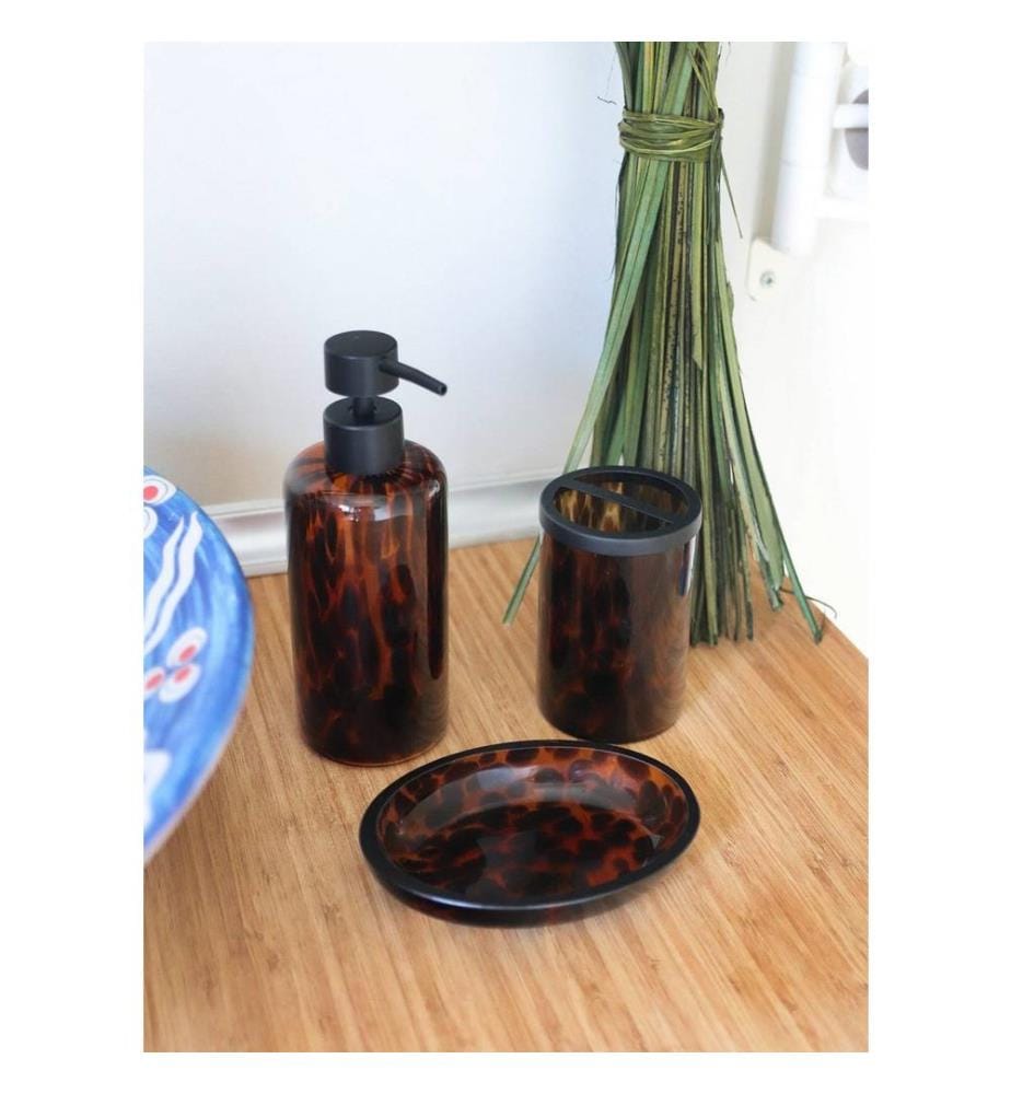 Set de salle de bain, 3 pièces, ambre, 100% verre