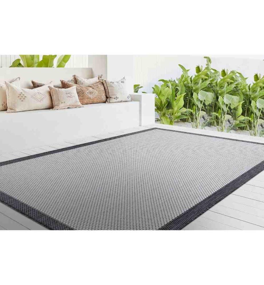 Tapis, noir, blanc, 100 % sisal, 80 x 150 cm
