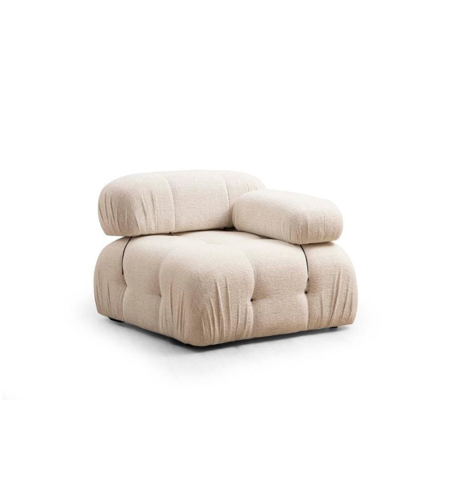 Canapé 1 place, crème, structure en hêtre - panneau d'aggloméré, tissu polyester