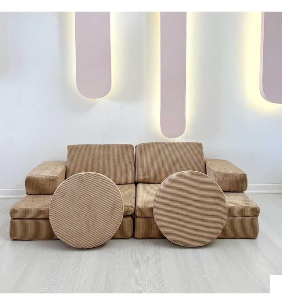 Canapé-lit 2 places, camel, 100% polyester