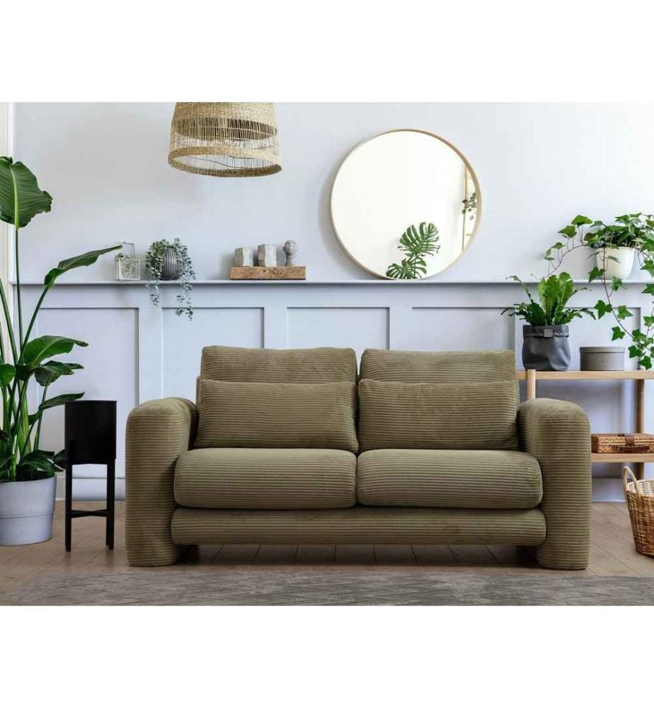 Canapé 2 places, vert, châssis : Bois de hêtre - panneau de particules, tissu : 100% polyester