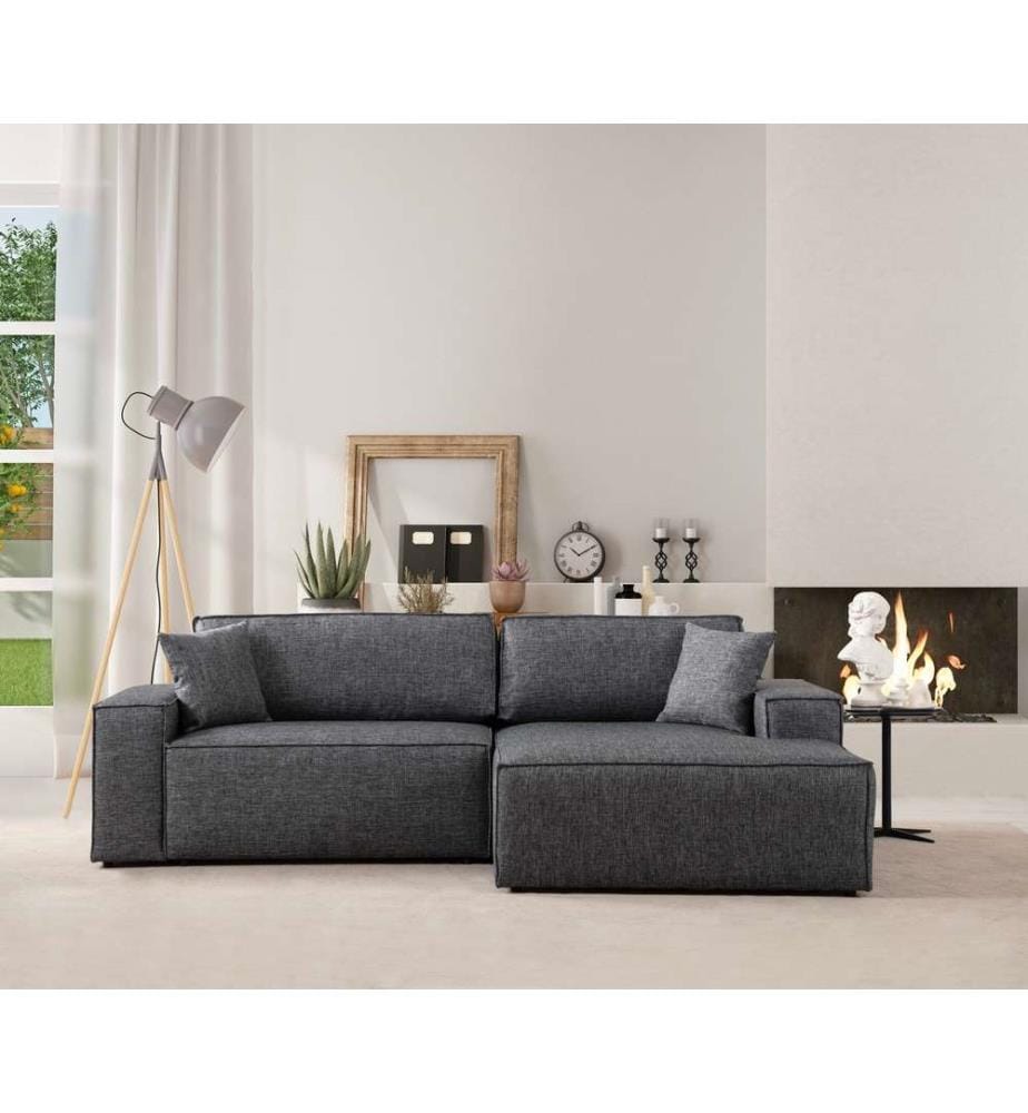Canapé-lit d'angle, Gris foncé, Cadre : Bois de hêtre - panneau de particules, Tissu : 100% polyester