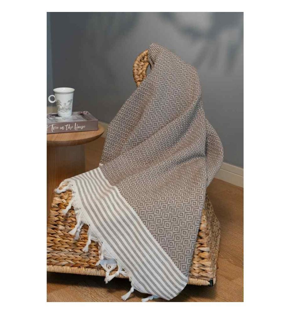Housse de canapé, marron, 100% coton