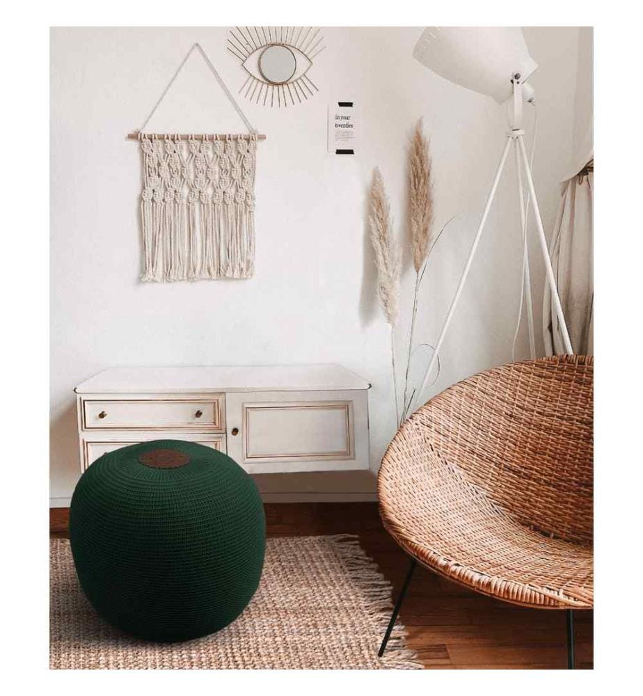 Pouf, vert, acrylique, rembourrage polyester