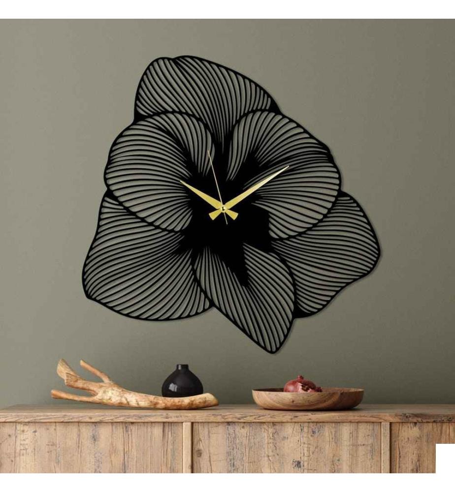 Horloge murale décorative en métal, noire, 100% métal