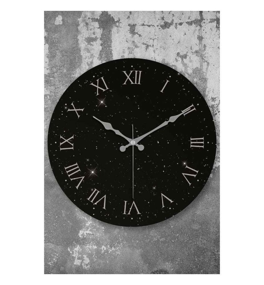 Horloge murale décorative, noire, blanche, 100% verre