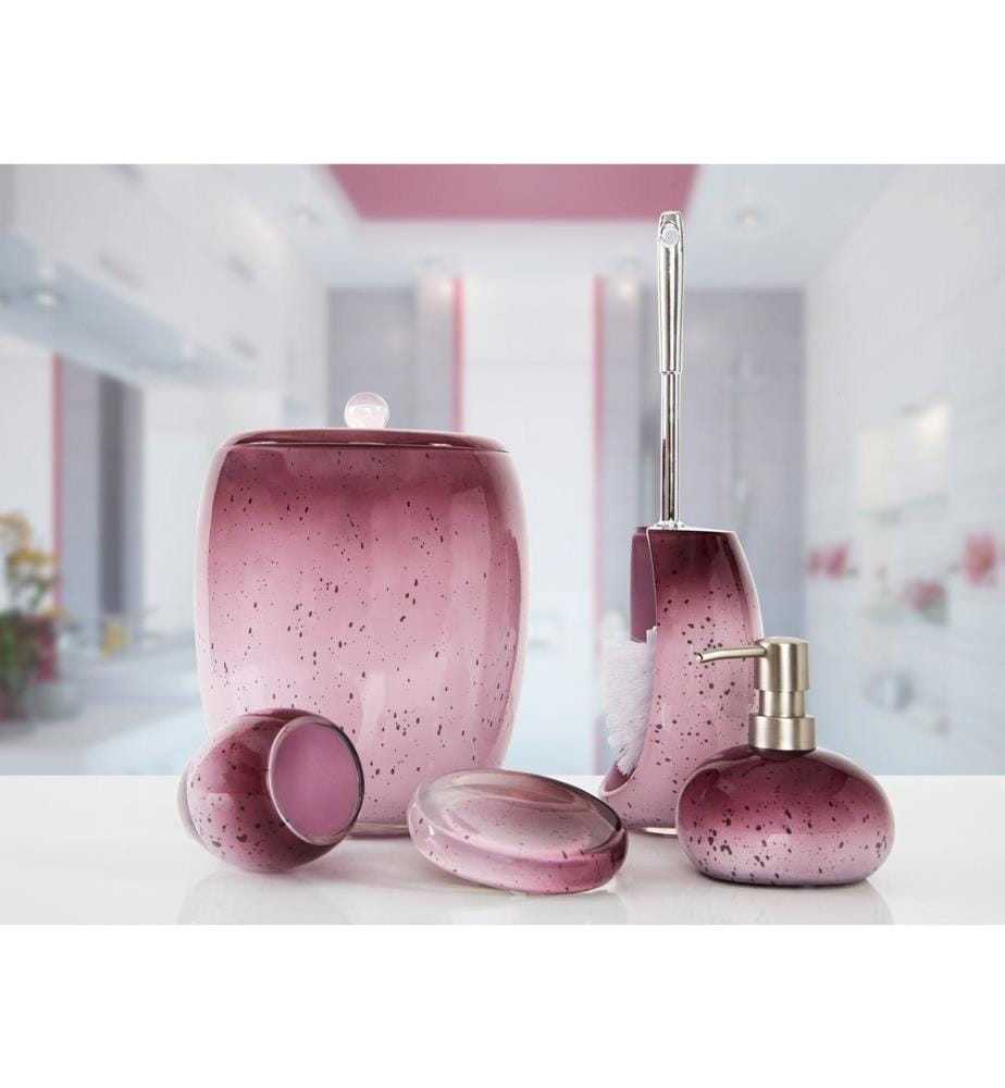 Ensemble de salle de bain, 5 pièces, violet, 100% polyrésine