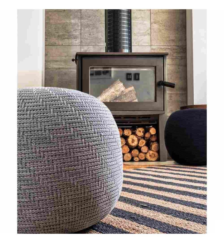Pouf, gris, 100% acrylique, rembourrage polyester, fait main