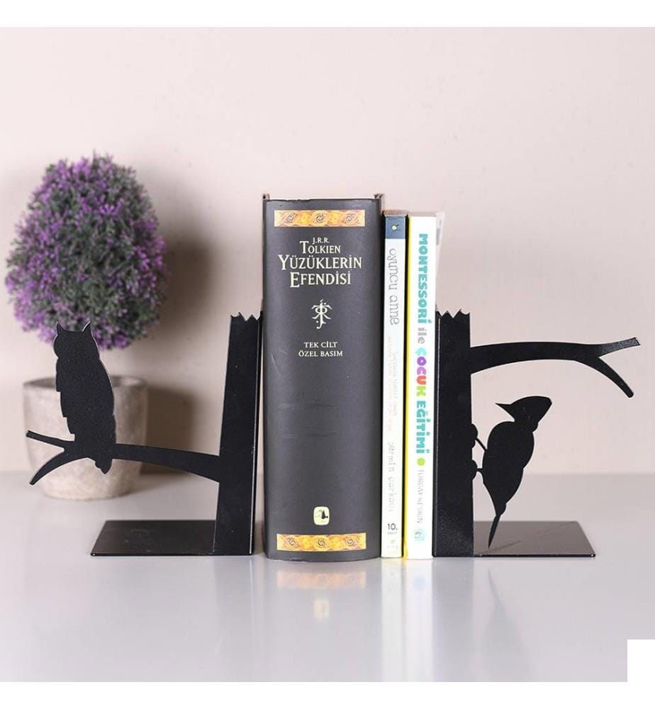 Serre-livres en métal, noir, 100% métal