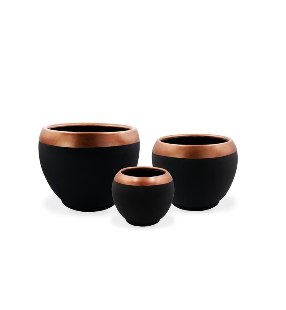 Pot décoratif, noir, brun, Terracota - béton léger, peinture organique