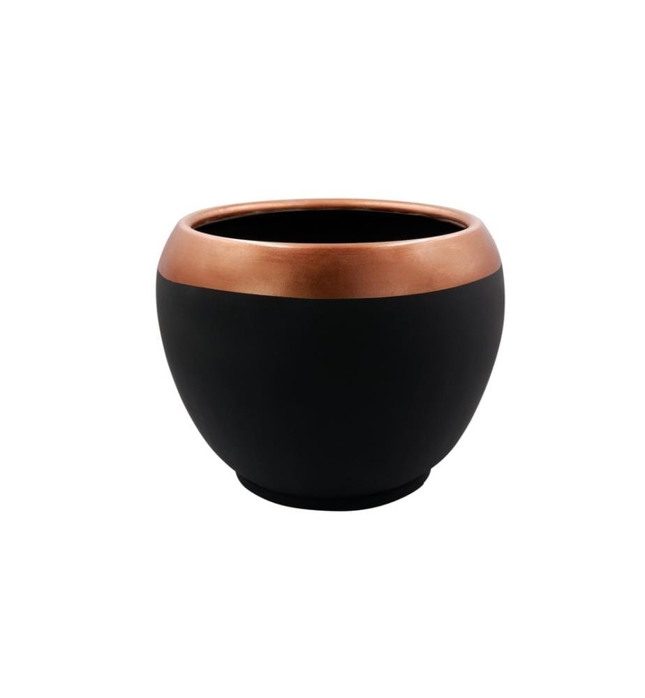 Pot décoratif, noir, brun, Terracota - béton léger, peinture organique