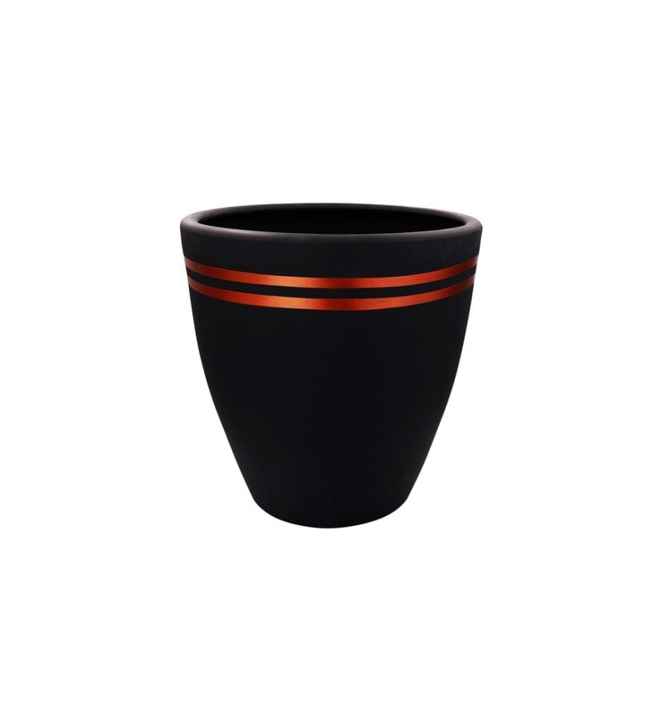 Pot décoratif, rouge, noir, Terracota - béton léger, peinture organique