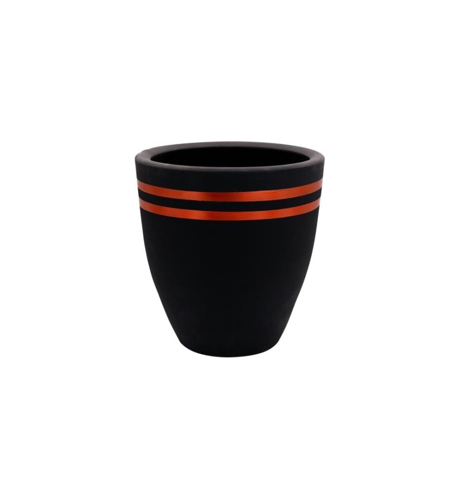 Pot décoratif, rouge, noir, Terracota - béton léger, peinture organique