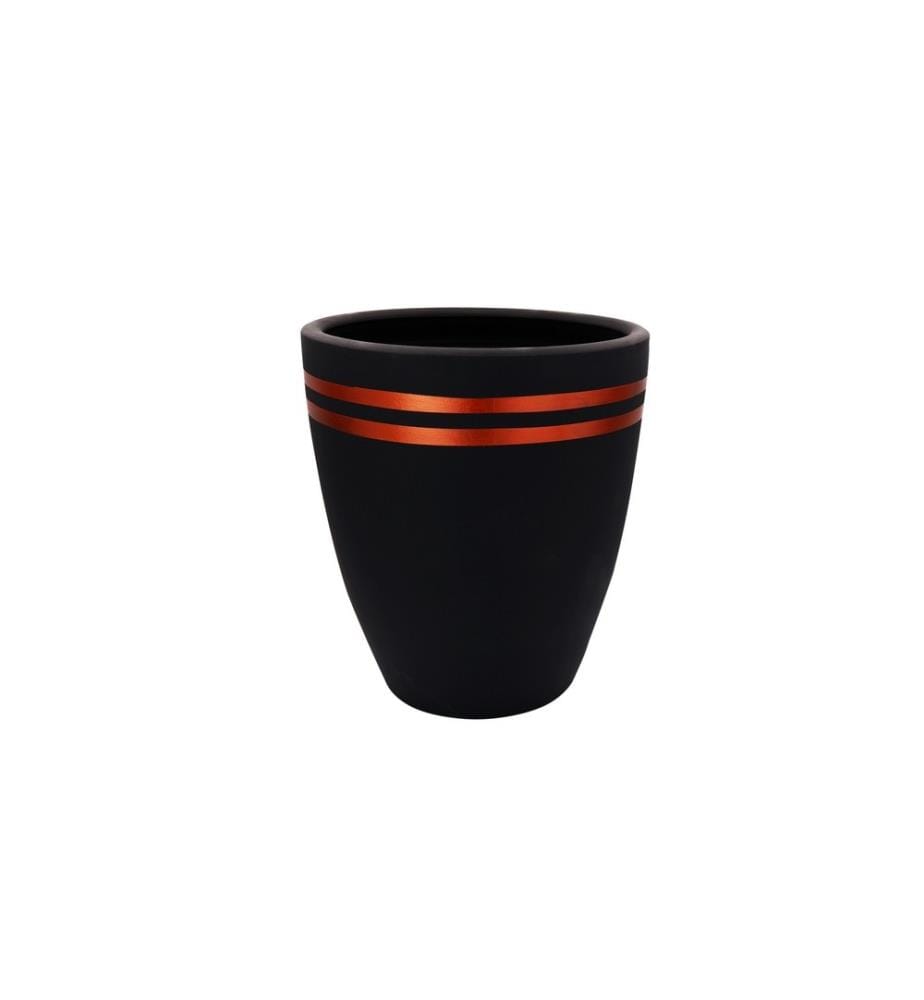 Pot décoratif, rouge, noir, Terracota - béton léger, peinture organique