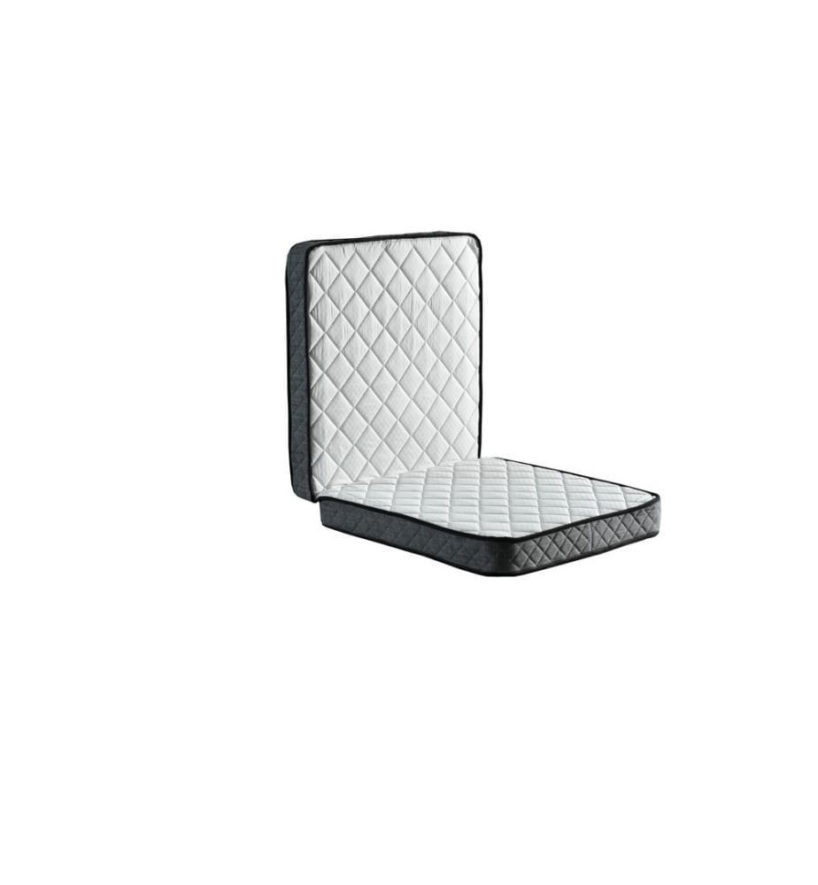 Lit pliant, blanc noir, matelas à ressorts, 2 plis, bord matelassé