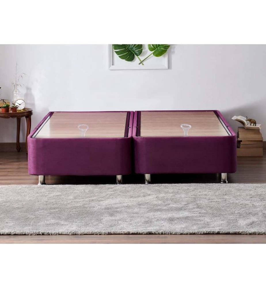 Sommier double, violet, cadre : Acier, Tissu : Soho Fabric