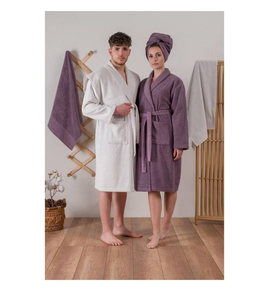Ensemble de bain familial, Damson, gris, 100% coton, jacquard