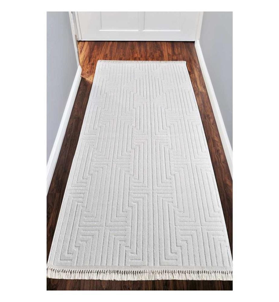 Tapis de hall, blanc, 100% polypropylène, 100 x 400 cm