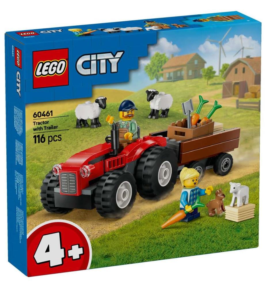 LEGO 60461 - Tracteur agricole rouge avec remorque et moutons