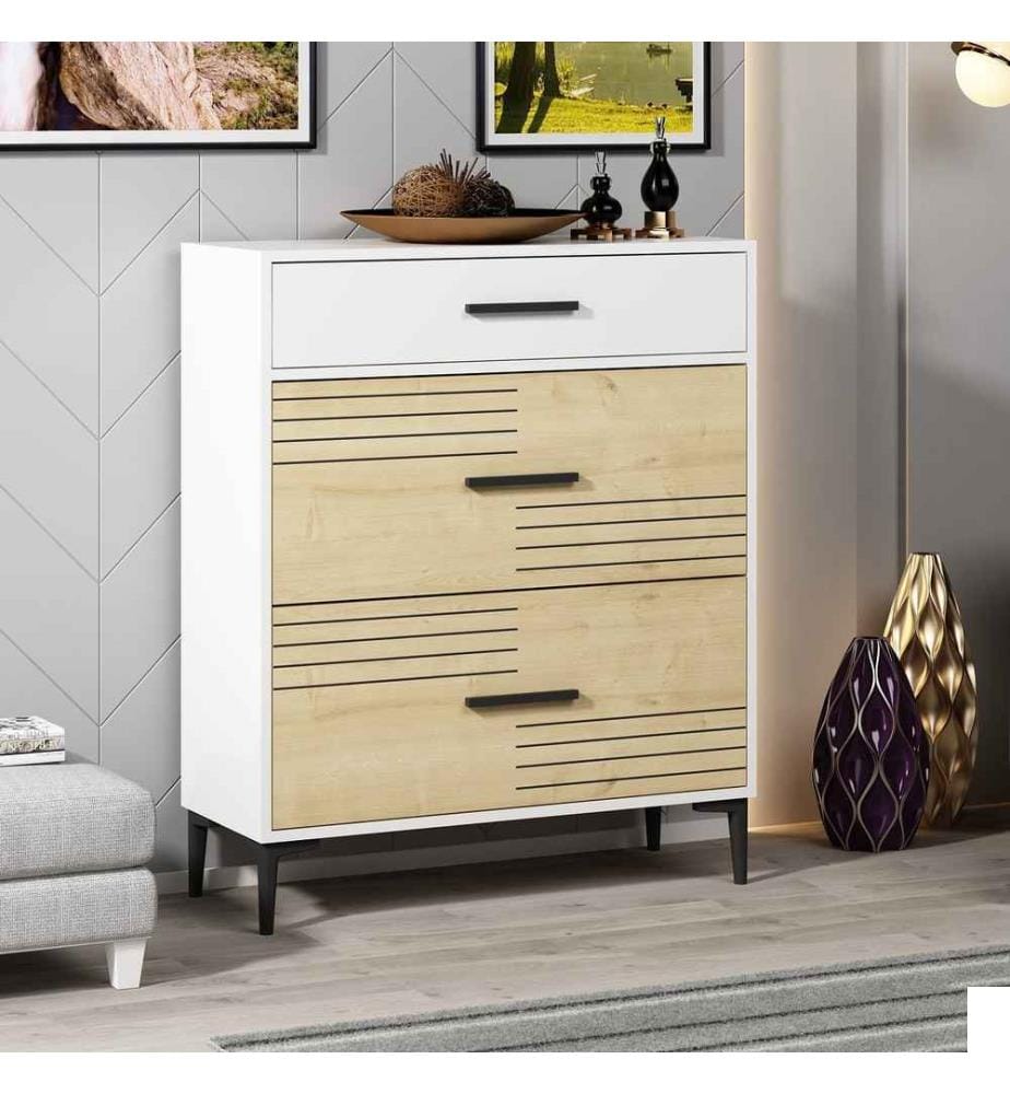Console, White Sapphire, panneau de particules mélaminé