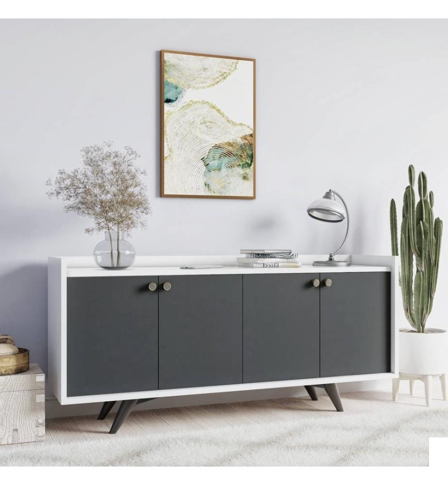 Console, blanc anthracite, panneau de particules mélaminé