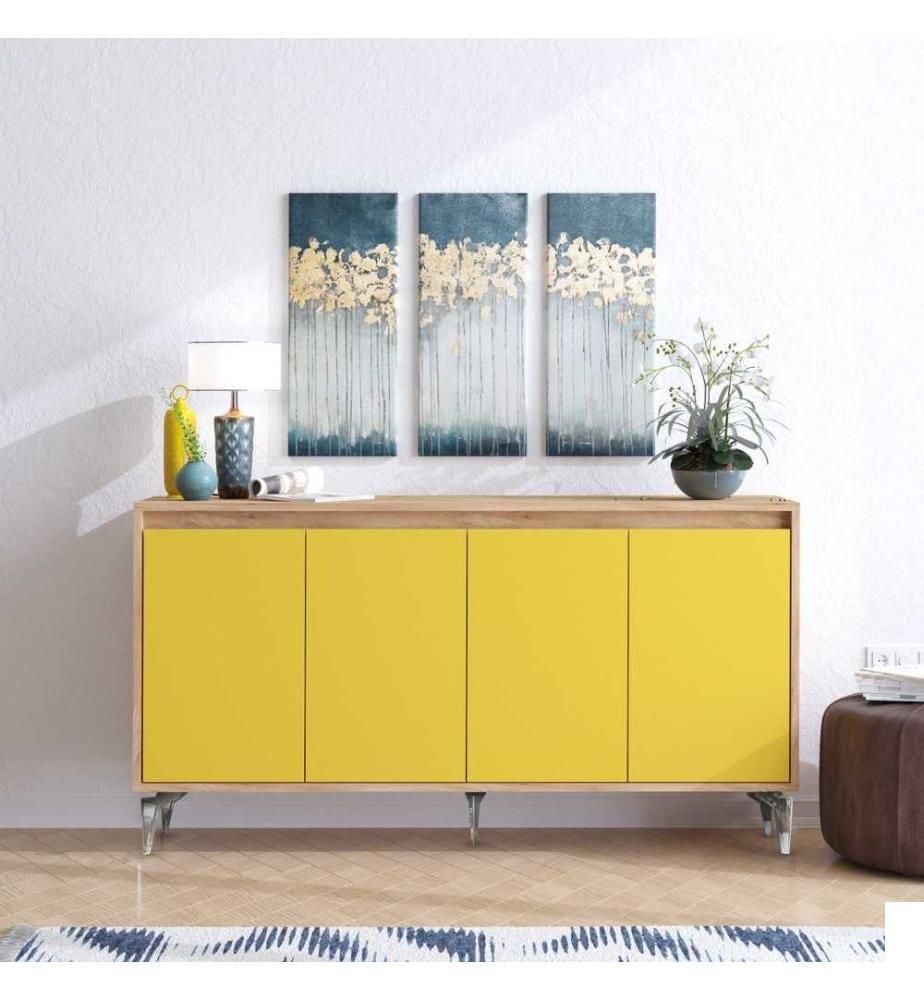 Console, Chêne jaune, panneau de particules mélaminé