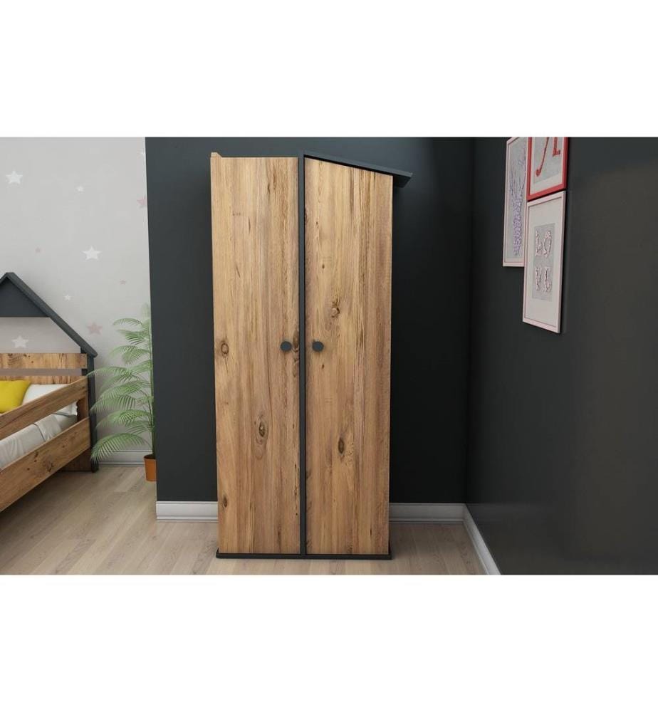 Armoire, pin atlantique, anthracite, panneau de particules mélaminé