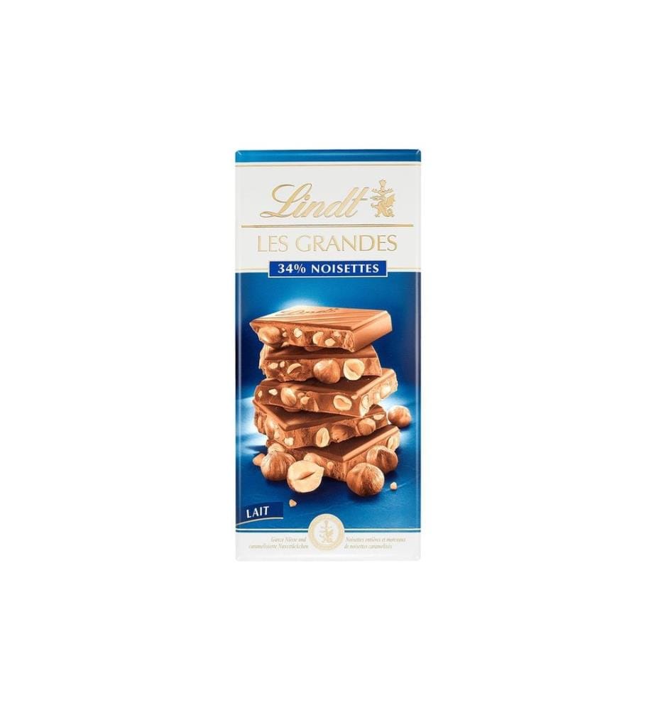 LINDT - Tablette de chocolat Les Grandes Lait Noix 150 g