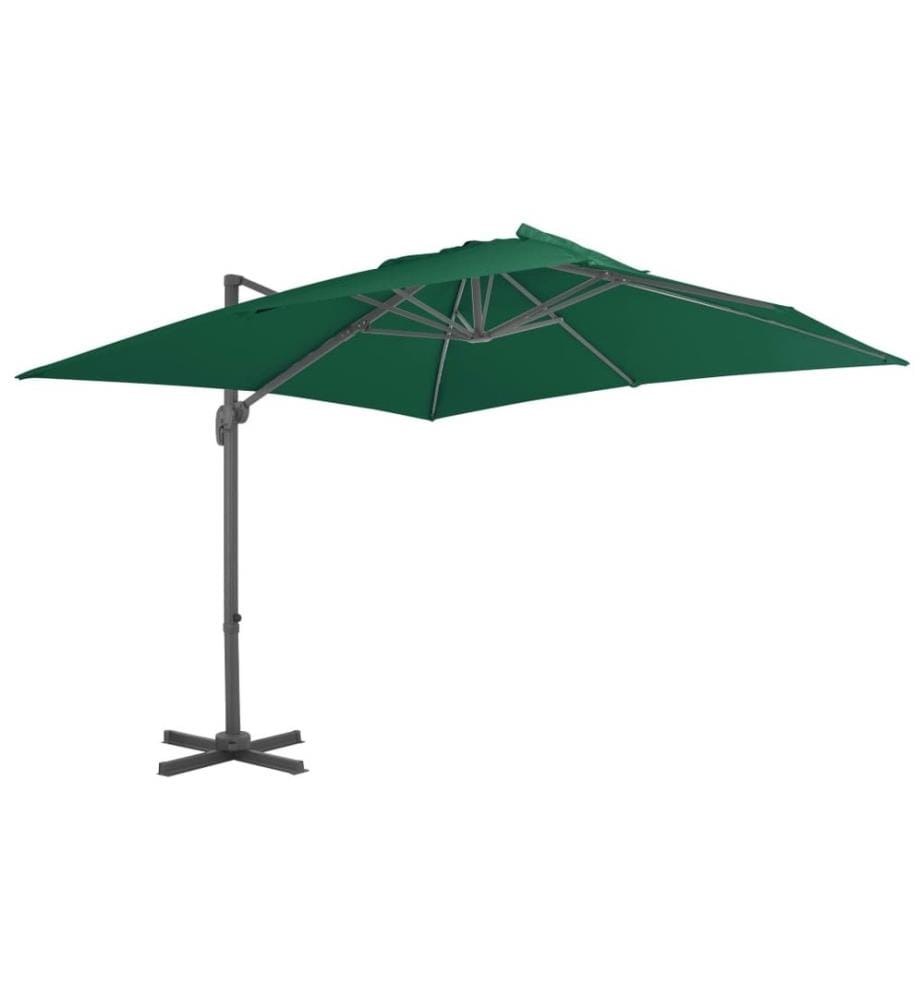 Parasol déporté avec mât en aluminium vert 300x300 cm